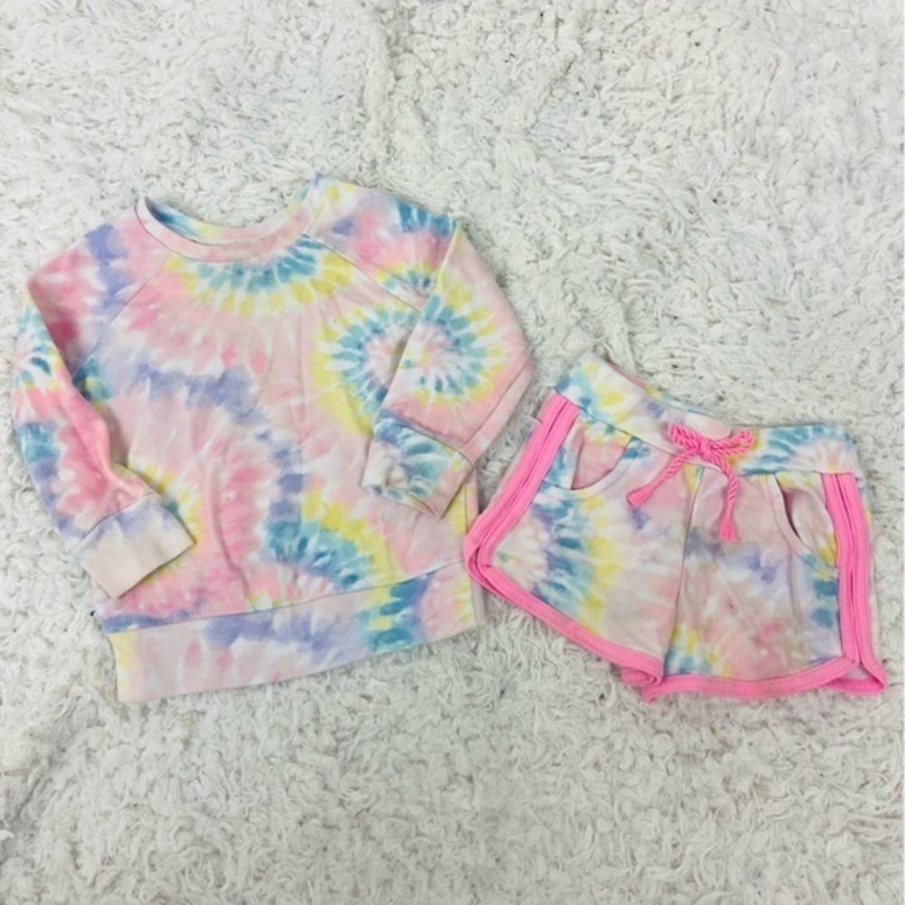 Garanimals Pastel Tie-Dye Kids matching top & shorts size 2T